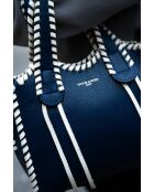 Kamelia leren handtas marineblauw/gebroken wit - 20x25x9cm