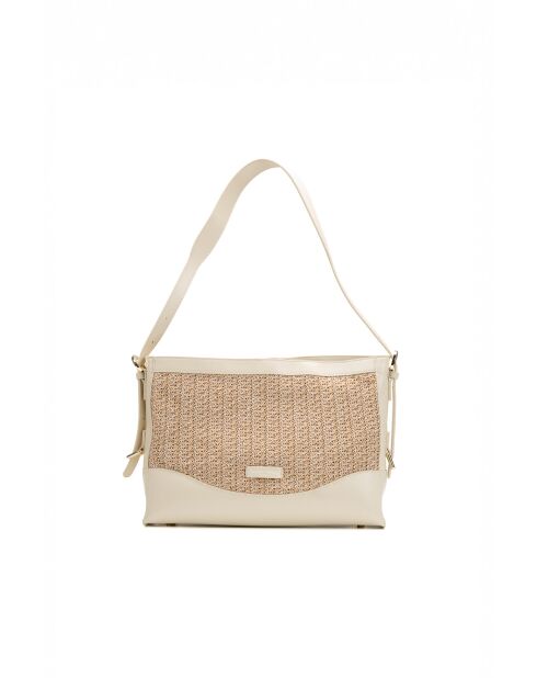 Sac porté épaule en cuir Malaya blanc casse - 33 x24 x10cm