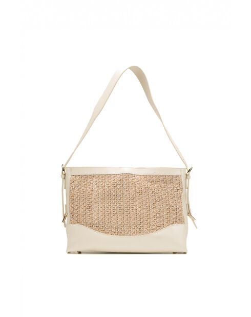 Sac porté épaule en cuir Malaya blanc casse - 33 x24 x10cm
