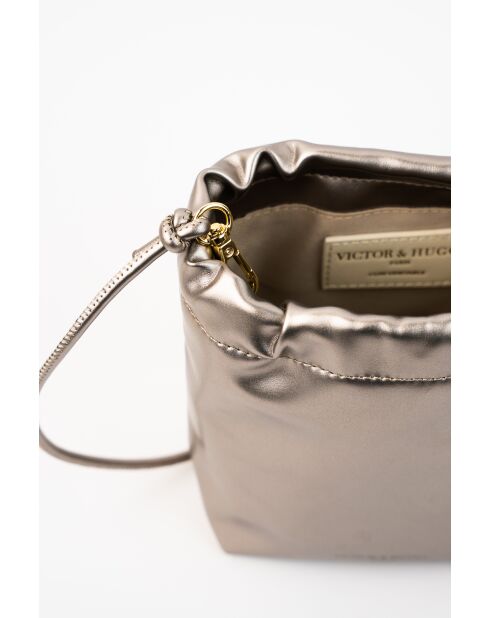 Elva Schultertasche aus bronzefarbenem Leder, 12 x 17 x 8 cm