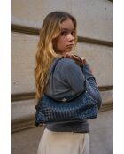 Bandolera Yzel de piel negra - 30 x 15 x 10 cm