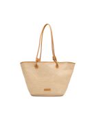 Sac cabas en cuir Solea camel clair - 50 x28x18cm