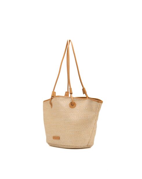 Sac cabas en cuir Solea camel clair - 50 x28x18cm