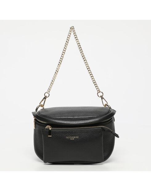 Sac banane en cuir Aly noir - 21 x13 cm