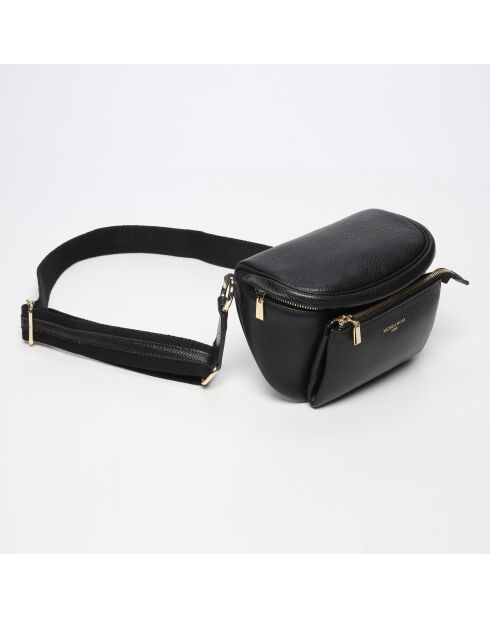 Sac banane en cuir Aly noir - 21 x13 cm