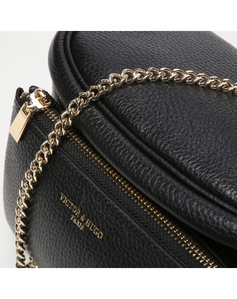 Sac banane en cuir Aly noir - 21 x13 cm