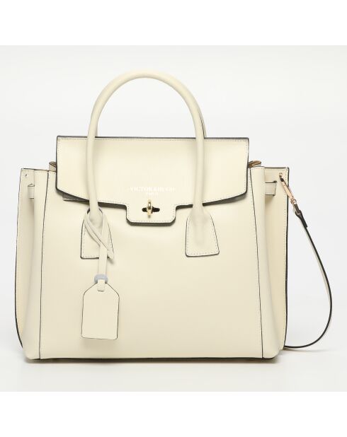 Sac à main en cuir Jane blanc casse - 36x35x24cm