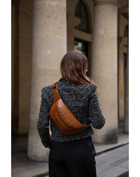 Sac banane en cuir Isla camel - 40x15x3cm