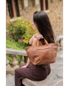 Sac à main en cuir Monaco camel - 43 x26 x14,5 cm