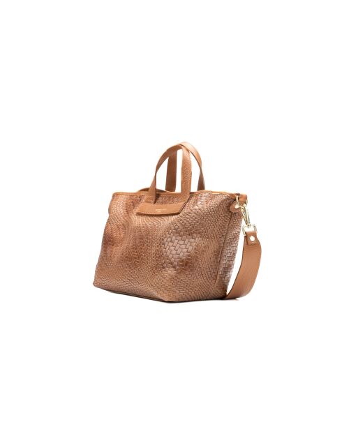 Sac à main en cuir Monaco camel - 43 x26 x14,5 cm