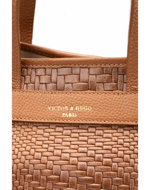 Sac à main en cuir Monaco camel - 43 x26 x14,5 cm