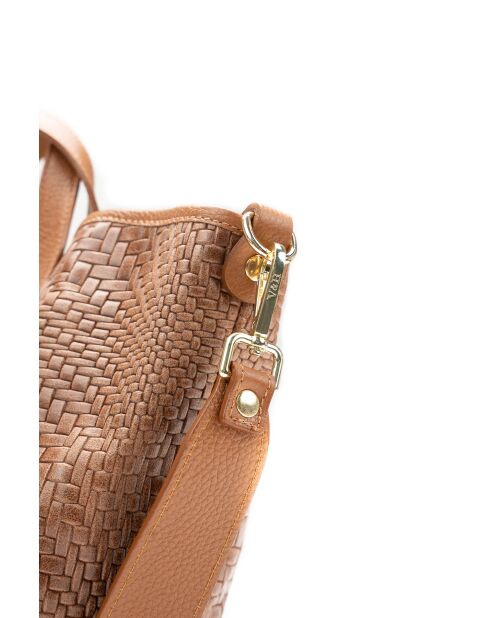 Sac à main en cuir Monaco camel - 43 x26 x14,5 cm