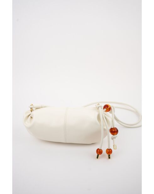 Sac bandouliere en cuir Aina blanc casse - 26 x12 x5cm