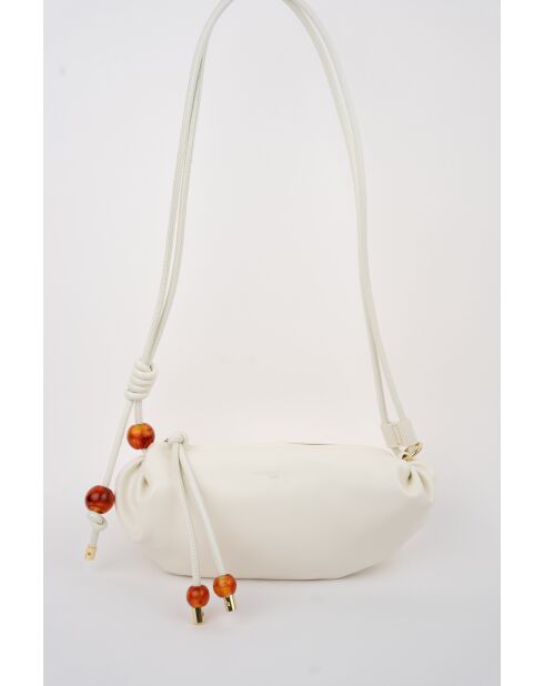 Sac bandouliere en cuir Aina blanc casse - 26 x12 x5cm