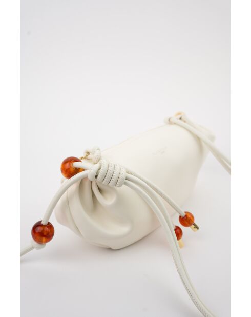 Sac bandouliere en cuir Aina blanc casse - 26 x12 x5cm