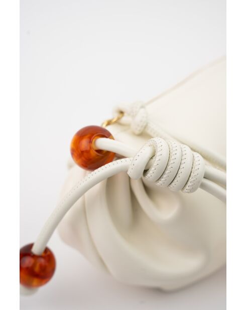 Sac bandouliere en cuir Aina blanc casse - 26 x12 x5cm
