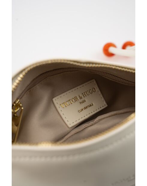 Sac bandouliere en cuir Aina blanc casse - 26 x12 x5cm