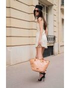 Sac cabas en cuir Solea cognac / multi bordeaux - 50 x28x18cm