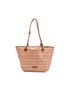Sac cabas en cuir Solea cognac / multi bordeaux - 50 x28x18cm