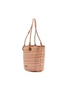 Sac cabas en cuir Solea cognac / multi bordeaux - 50 x28x18cm