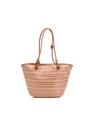 Sac cabas en cuir Solea cognac / multi bordeaux - 50 x28x18cm