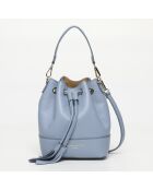 Hemelsblauwe leren mini-zeehondenzak van Livy - 18 x 21,5 x 11 cm