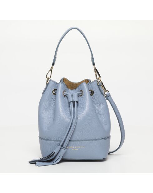 Hemelsblauwe leren mini-zeehondenzak van Livy - 18 x 21,5 x 11 cm