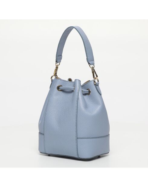 Hemelsblauwe leren mini-zeehondenzak van Livy - 18 x 21,5 x 11 cm