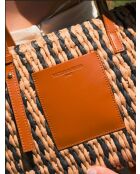 Azura Tragetasche aus Leder Cognac/Mehrbeige - 28 x 20 x 11 cm