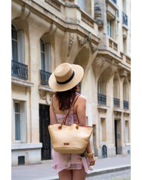 Sac cabas en cuir Solea cognac - 50 x28x18cm