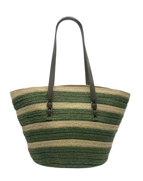 Bolso Isora de piel verde - 28 x 30 x 15 cm