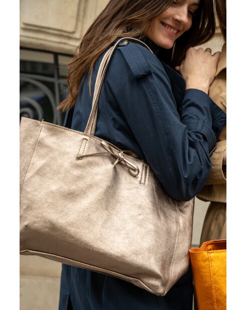 Sac cabas en cuir Vog bronze - 50 x28 x12 cm