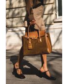 Jane bi camel leren handtas - 36x35x24cm