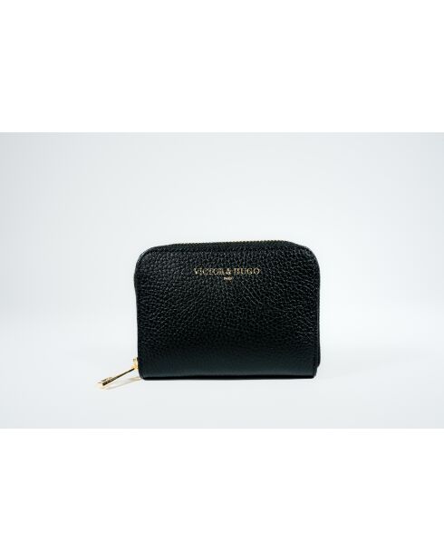 Portefeuille en cuir Kam noir - 10x15x3cm