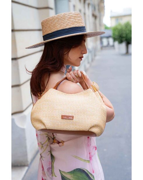 Borsa a mano in pelle cognac Tahiti - 25x15x20cm