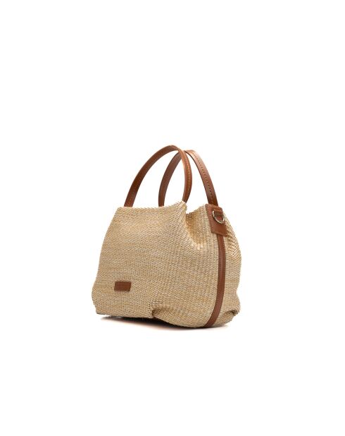 Borsa a mano in pelle cognac Tahiti - 25x15x20cm