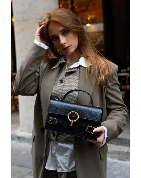 Sac à main en cuir Sumy noir - 24x14x7cm