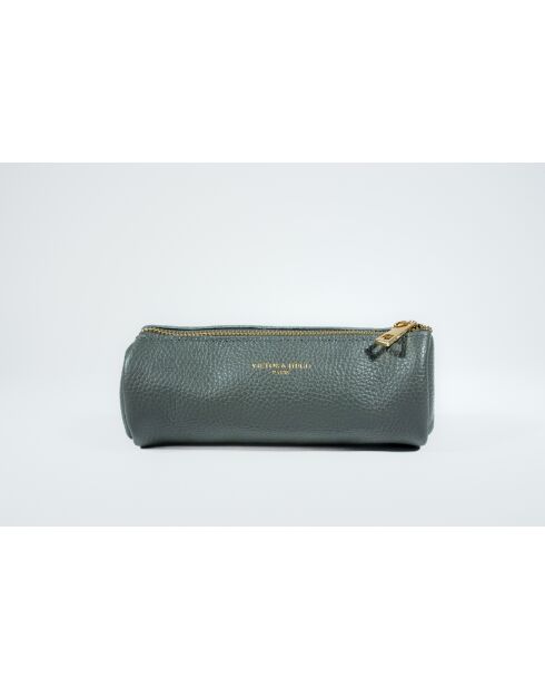 Pochette en cuir Laya taupe foncé - 20x10x3cm