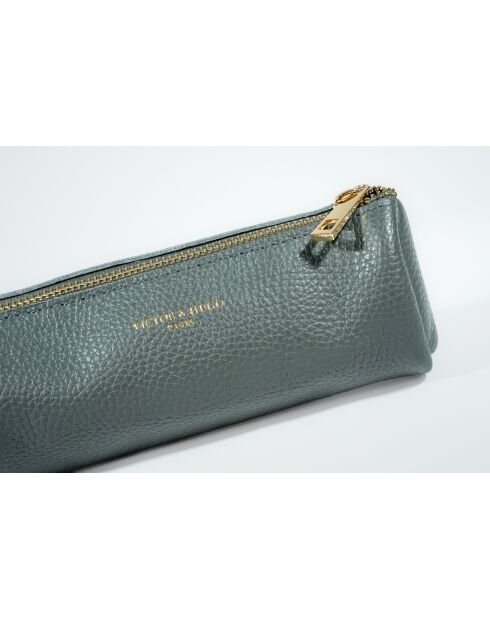 Pochette en cuir Laya taupe foncé - 20x10x3cm