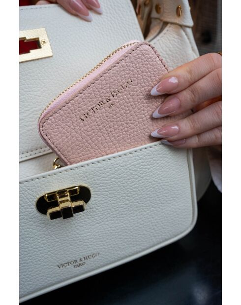 Portefeuille en cuir Riley rose clair - 10x8x3cm