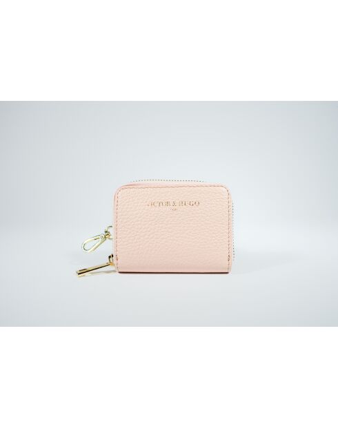 Portefeuille en cuir Riley rose clair - 10x8x3cm