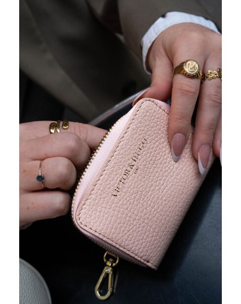 Portefeuille en cuir Riley rose clair - 10x8x3cm