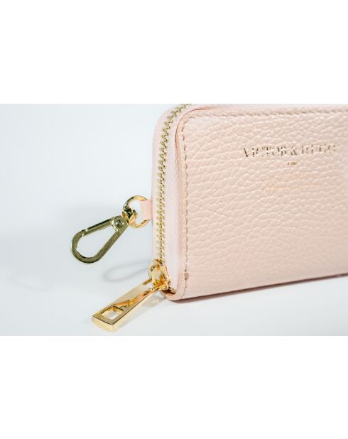 Portefeuille en cuir Riley rose clair - 10x8x3cm