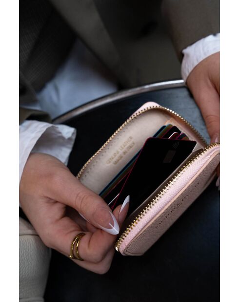 Portefeuille en cuir Riley rose clair - 10x8x3cm