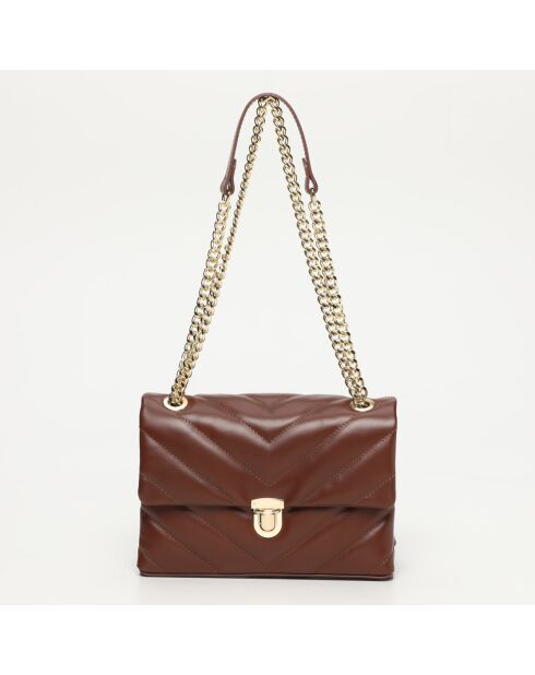 Sac bandouliere en cuir Clea marron - 26 x18 x9,5 cm
