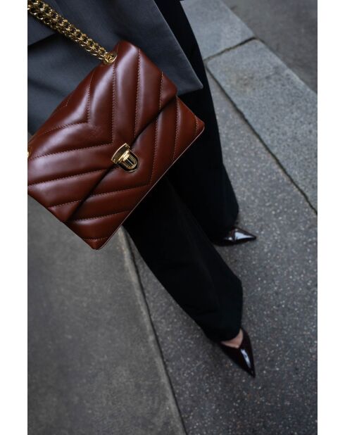 Sac bandouliere en cuir Clea marron - 26 x18 x9,5 cm