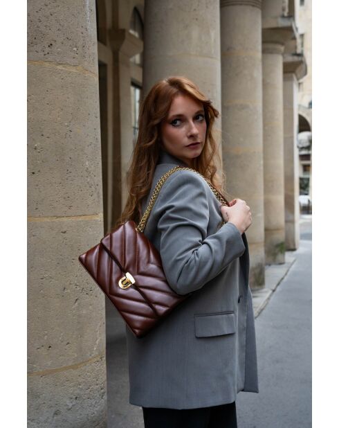 Sac bandouliere en cuir Clea marron - 26 x18 x9,5 cm