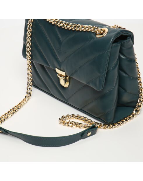 Sac bandouliere en cuir Clea bleu canard - 26 x18 x9,5 cm