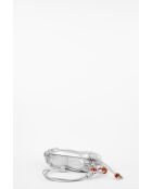 Sac bandouliere en cuir Aina argenté - 26 x12 x5cm