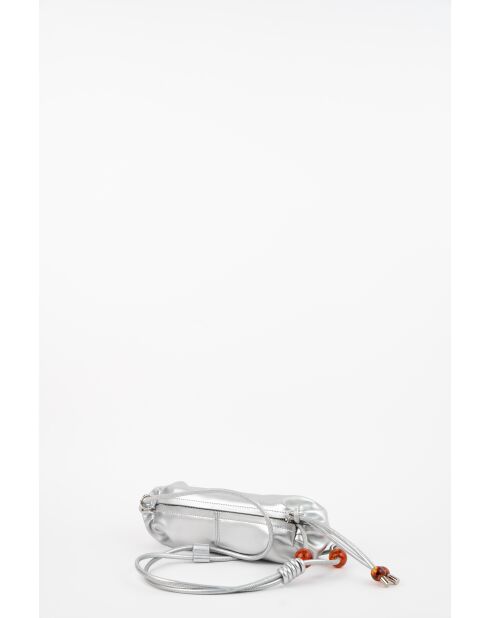 Sac bandouliere en cuir Aina argenté - 26 x12 x5cm